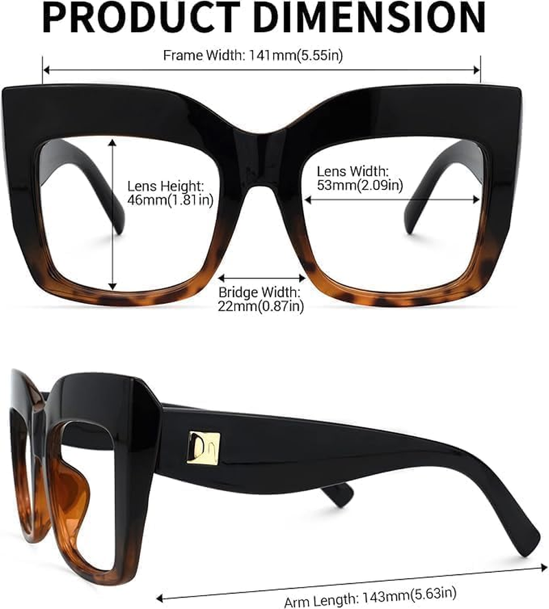 Vintage Oversized Thick Cat Eye Glasses for Women with Non- Clear Lens image number 5