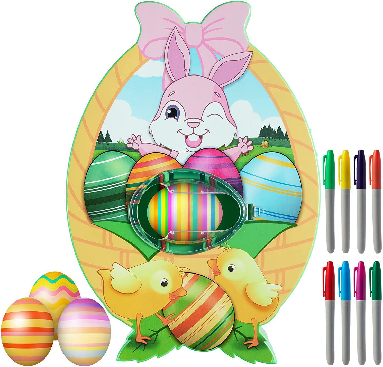 Easter Egg Decorator Kit, Egg Painting Kit with Egg Spinner, Easter Egg Coloring Kits with 3 DYE Eggs, 8 Colorful Quick Drying Markers, DIY Easter Eggs Painting Decorating for Kids Gifts image number 4