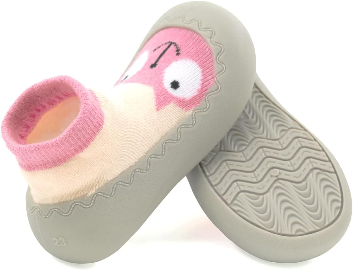 Non-Slip Baby Toddler Sock Shoes, Ultra-Lightweight Cotton Baby First Walking Shoes Slipper Shoes with Soft Rubber Sole Unisex Non-Skid Indoor Outdoor Floor Slipper Kid Girls Boys Socks Boots