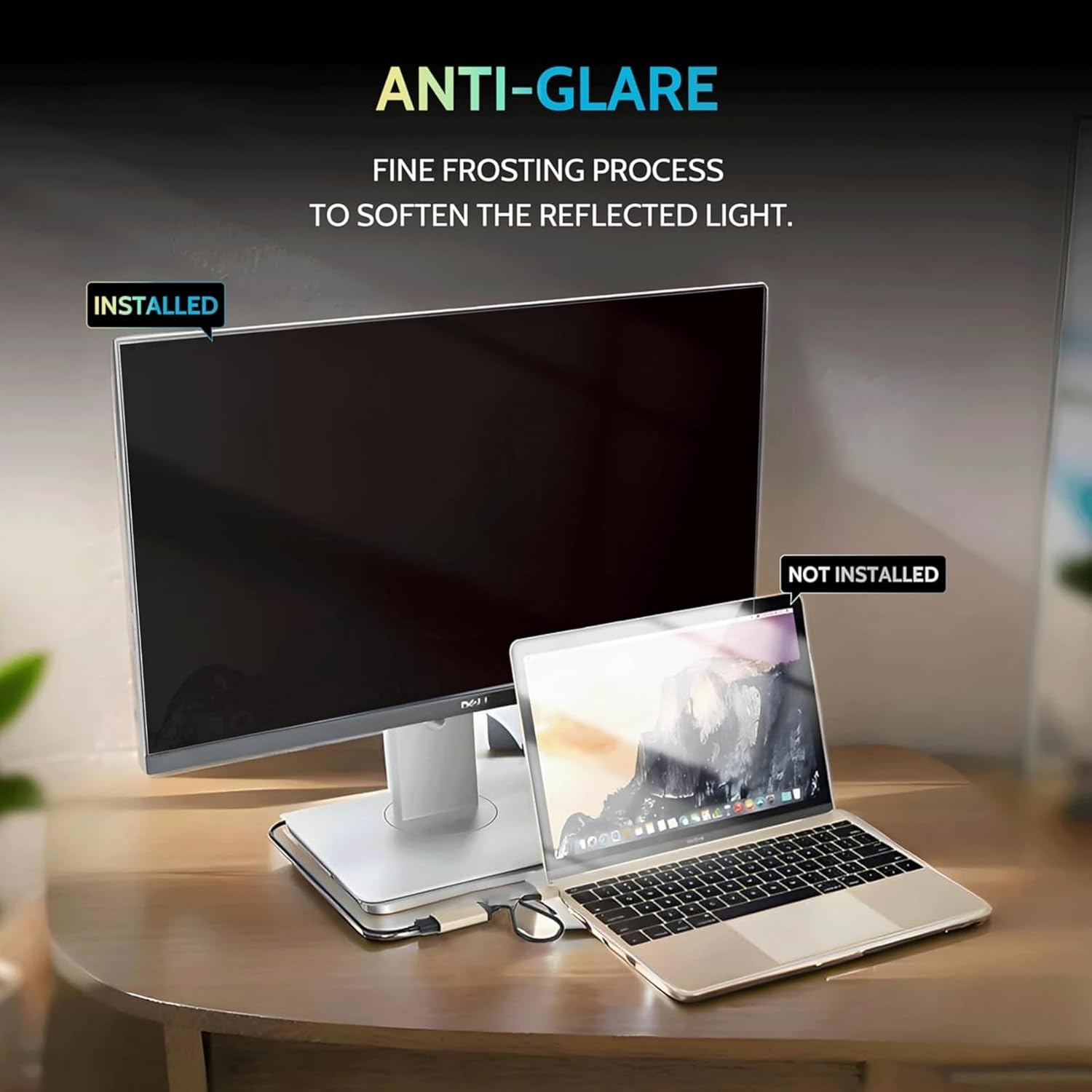 Ssumght [2-Pack] 27 Inch Privacy Screen for Monitor Computer Screen Privacy Filter for 16:9 Widescreen Monitor Desktop PC Anti-Glare Protector and Blue Light Uv-Blocking image number 2