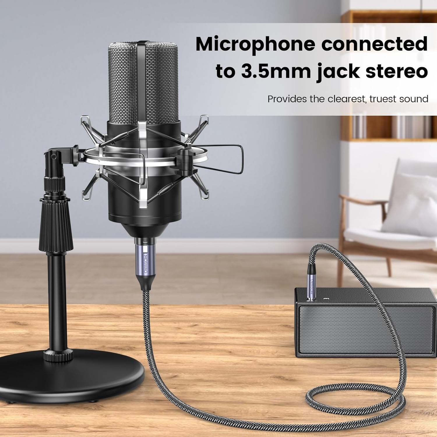 MOSWAG 3.5Mm to XLR Female Cable 3FT, 1/8 Inch to XLR Female Cable, 1/8 Inch TRS to XLR Female 3 Pin Microphone Cable, Balanced Stereo(1/8 to XLR) Compatible with Computer, Speakers, Microphone, Etc image number 6