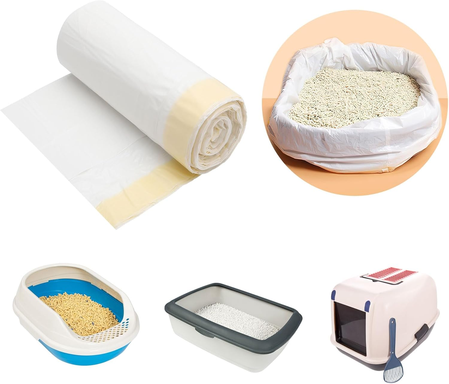 HENGBIRD Cat Litter Box Bag 1 Roll 20 Pieces Cat Litter Box Bag with Drawstring Thickened Bag for Cat Litter Tray Tear-Resistant Cat Litter Tray Bag Strong Load Capacity 79 X 45 Cm image number 1