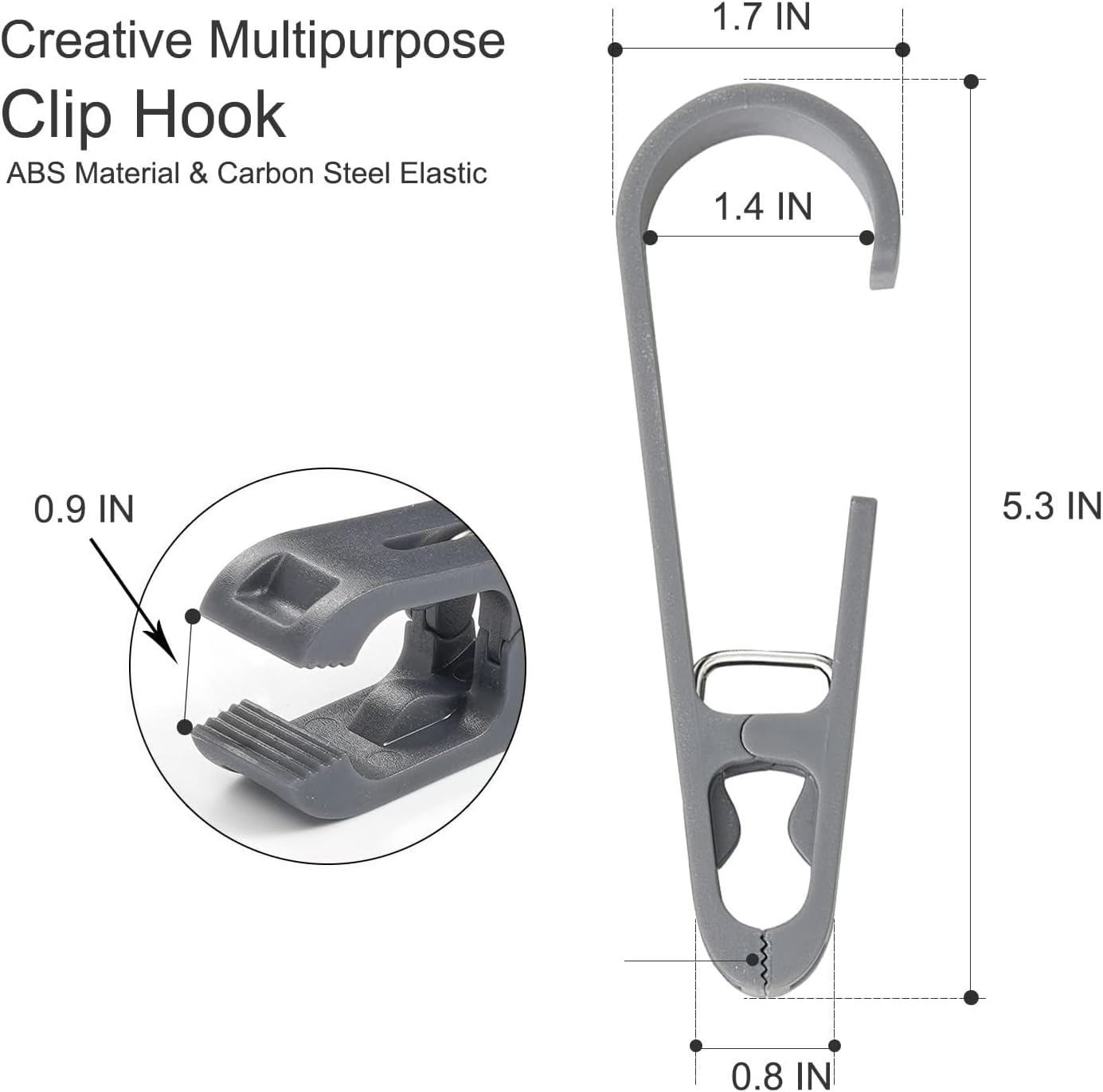 Large Clothes Pins Towel Clips, 8 Pcs Multipurpose Clothes Pins Hook, Strong Plastic Clothes Hanger. S Hook for Shower Curtain Laundry Clothes Pins image number 1