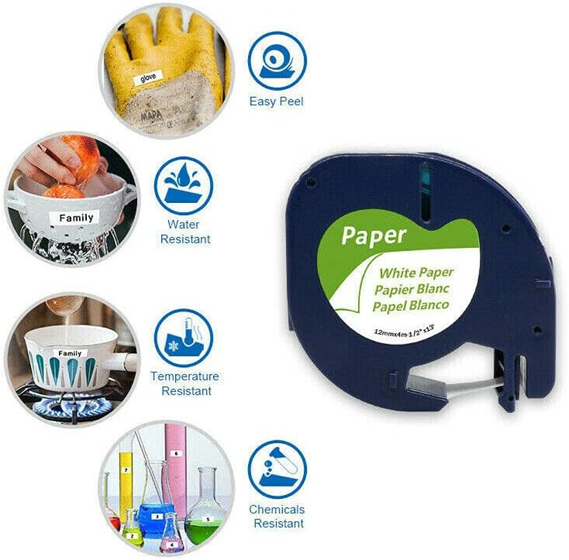 10PCS Compatible Dymo Letratag Refills 91331 Plastic Label Tape LT-100H 12Mm X 4M image number 3