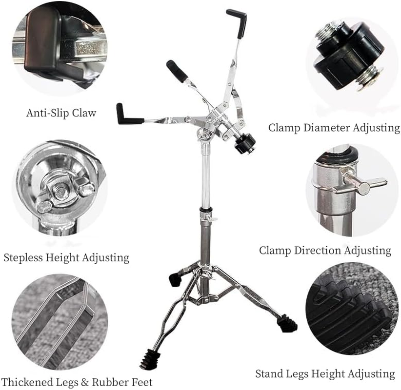 Snare Drum Stand, Adjustable Height Drum Stand, XICEN Thickened Stable Universal Drum Tripod for Ethereal Dumb Snare Drums