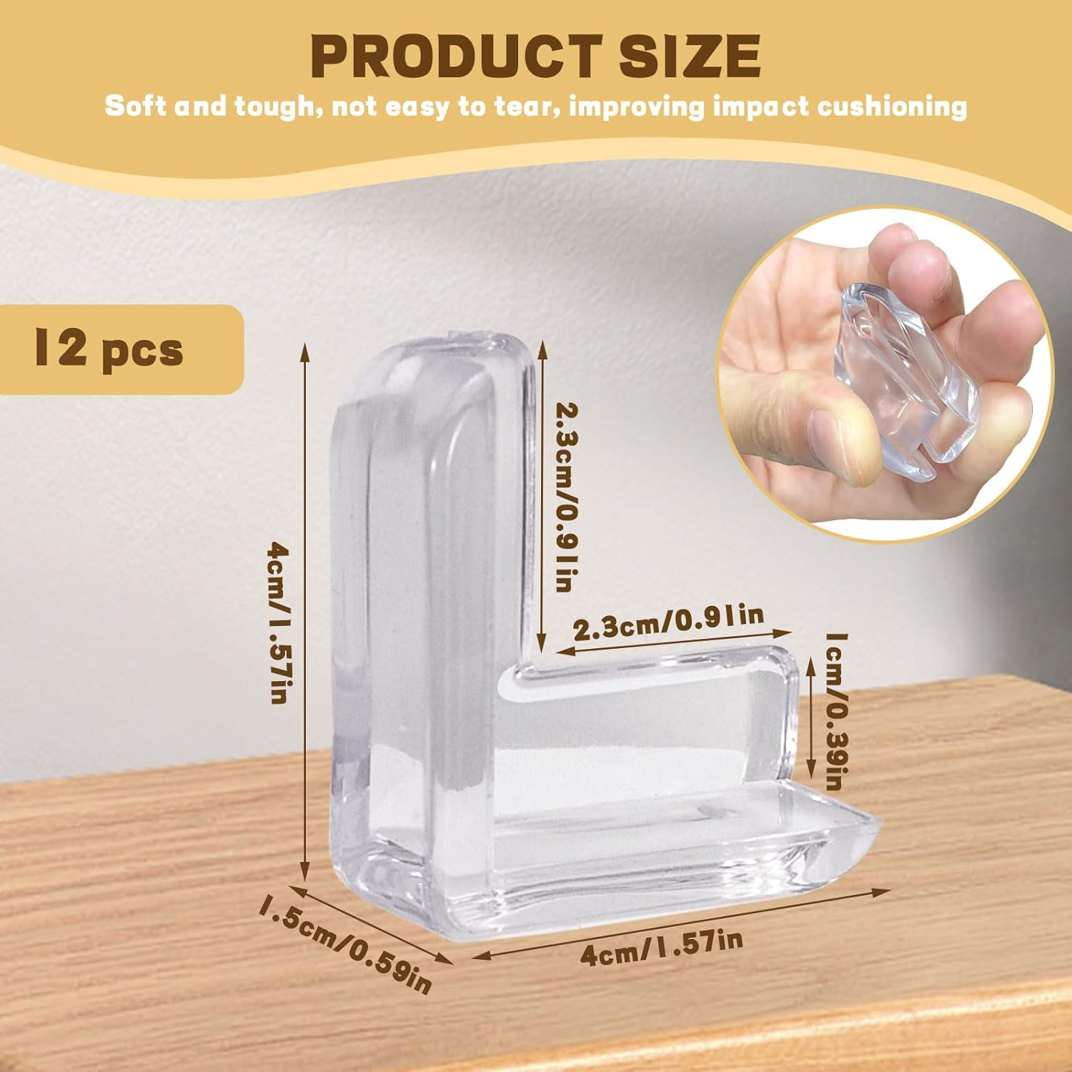 ASTIMESA Thickened Corner Protectors for Furniture, Clear Table Corner Covers Guards, Sharp Edge Bed Corner Bumpers Cushion for Countertop Desk Cabinets (L-Shape) (12 Pack) image number 4