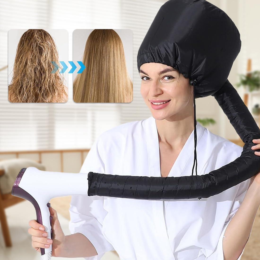 Drying Caps for Hair, Drying Hood, Attachment for Hair Dryer, Helmet Drying Cap for Hair, Diffuser Cap for Curls, Thermal Cap for Deep Care, Dry Styling, Curly Hair image number 2