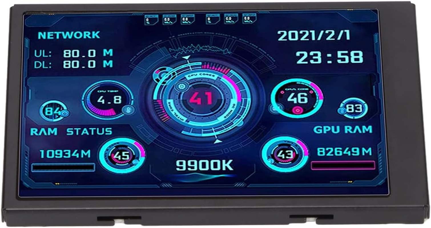 Portable Monitor, 3.5In IPS USB Mini Screen, CPU Hardware Temperature Monitor Type C Sub Screen, AIDA64 PC Temperature Display Screen for Computer Case, Displays Computer Network