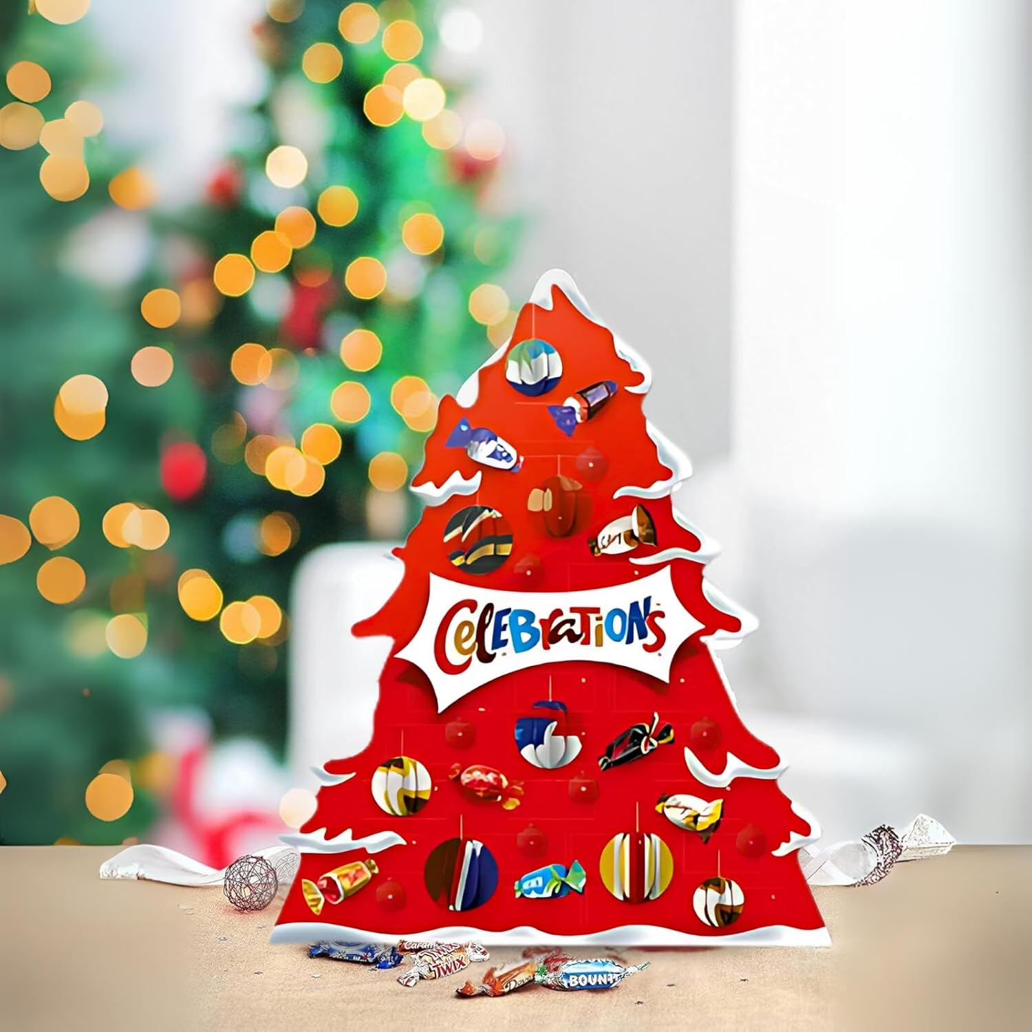 Chocolate Advent Calendar 2024 with Celebrations Chocolate Christmas Tree Advent Calendar 215G and Cadbury Chocolate Tree Decorations 72G Bundle with Fancy Labels Christmas Card image number 6