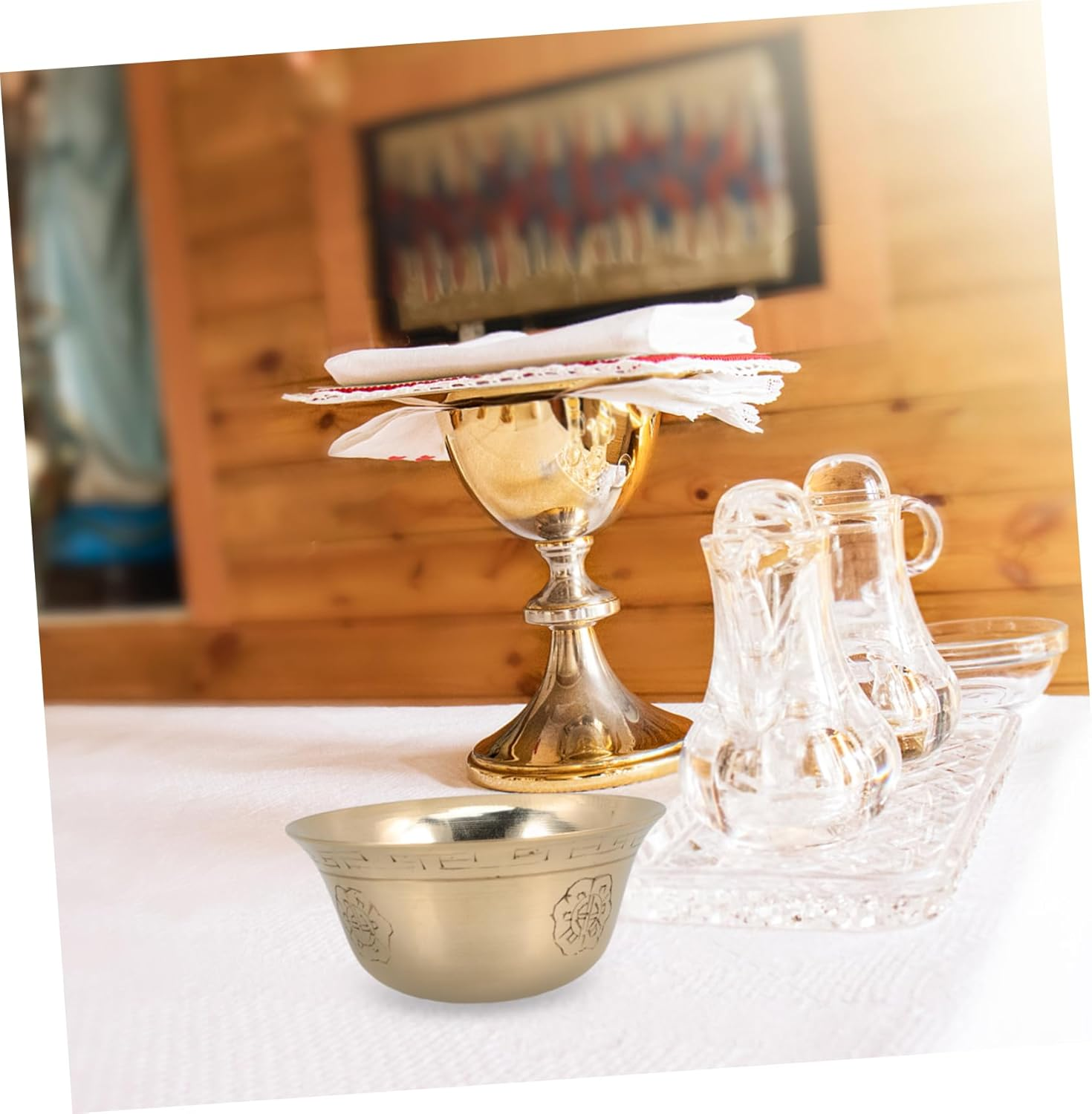 Buddhist Offering Bowl Brass Holy Water Cup for Worship for Daily Use Temples and Home Altars image number 5