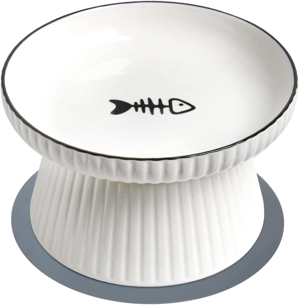 Ceramic Cat Feeding Bowl, Oversized Ceramic Cat Bowl, Raised Cervical Protection Cat Bowl, Cat Whiskers Allergies, Prevents Ceramic Bowl with Large Capacity image number 2