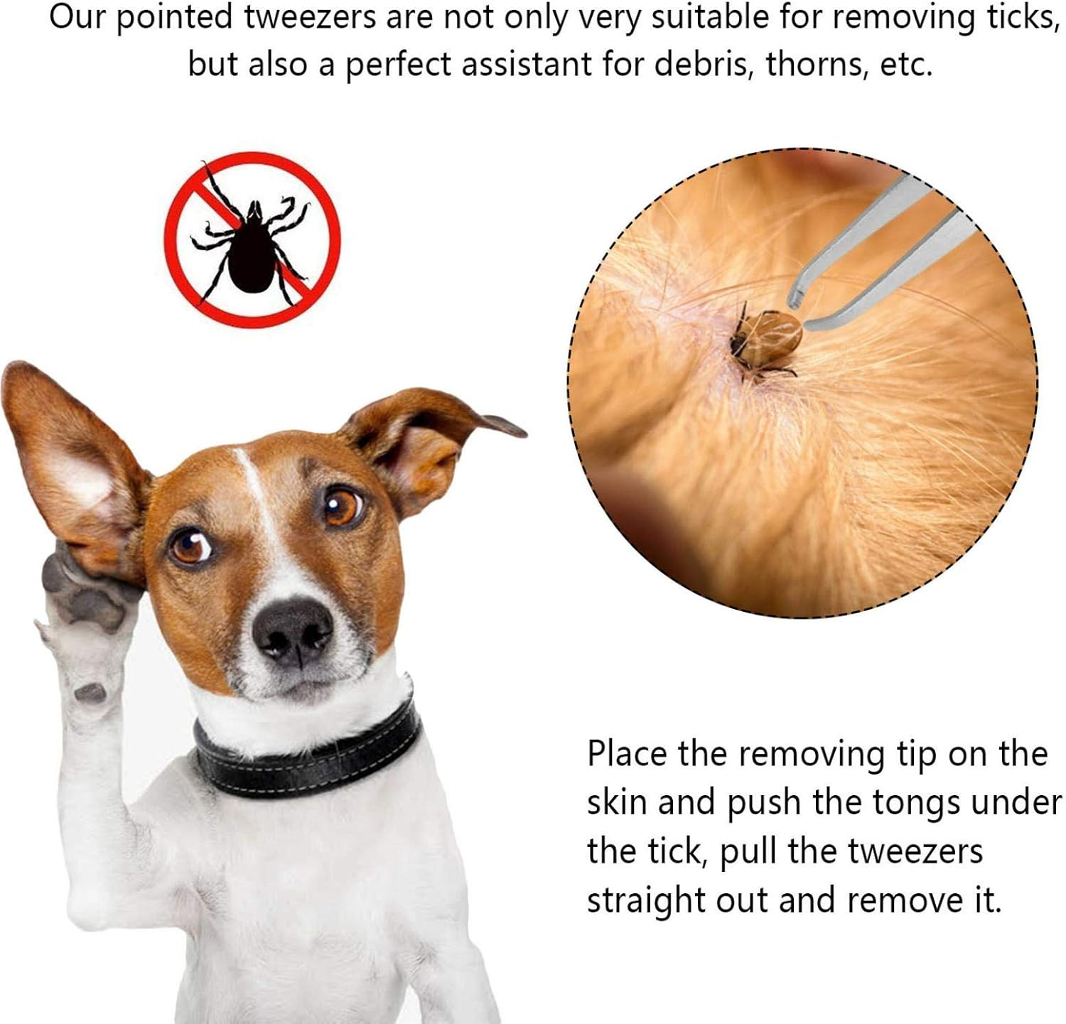 Tick Removal Tool, Tick Remover for Dogs, Portable Pets Cleaning Tools, Stainless Steel Tick Removal Tweezer, Lice Removal Kit for Horses Cleaning, Travel, Home (About 9Cm/ 3.54In) image number 5