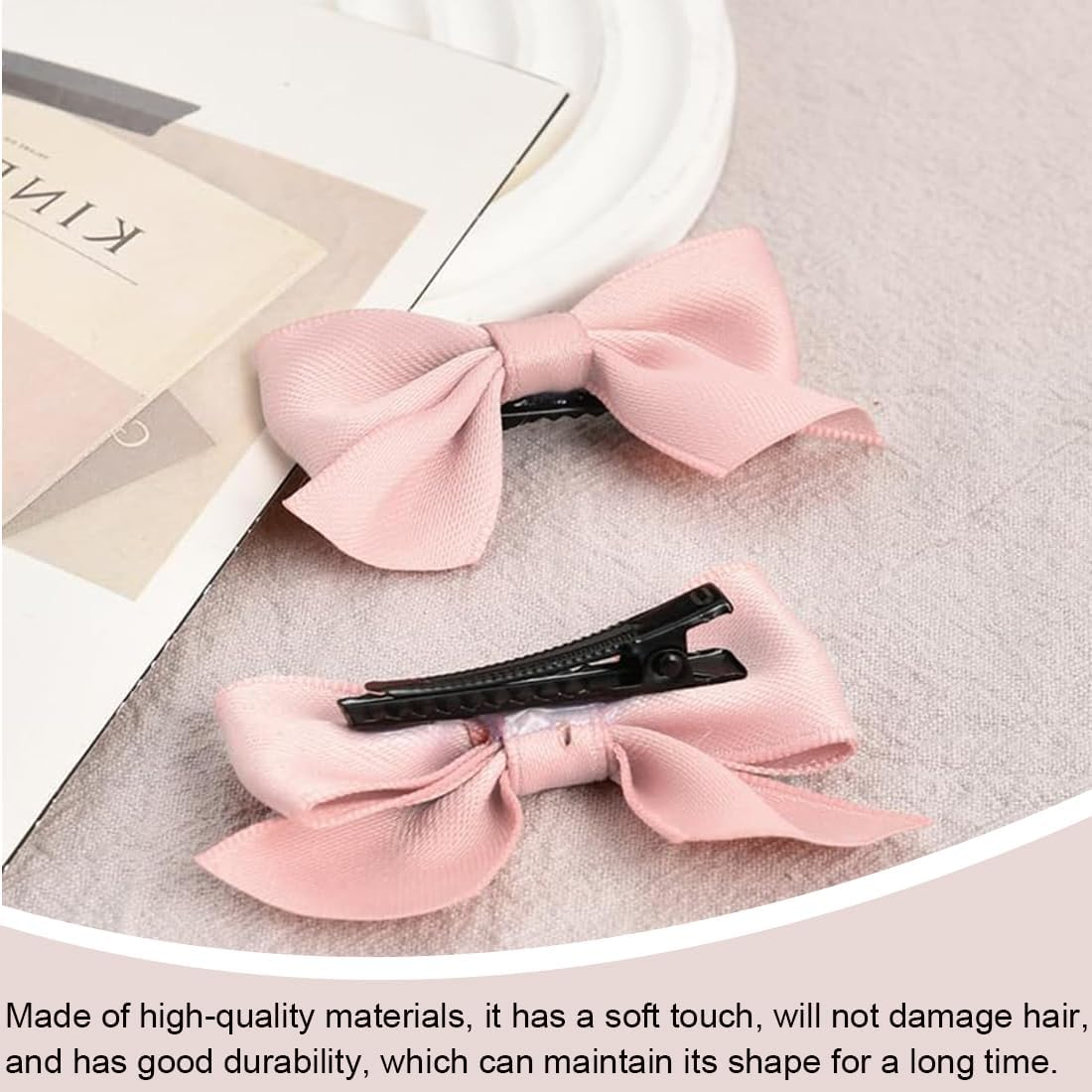 FIMWOLZ 2 Pairs Bow Hair Clips Hair Clips Hair Bows Girls Non-Slip Crocodile Hair Clips Hair Accessories Fashion Girls Hair Accessories Women Christmas Wedding Birthday image number 5