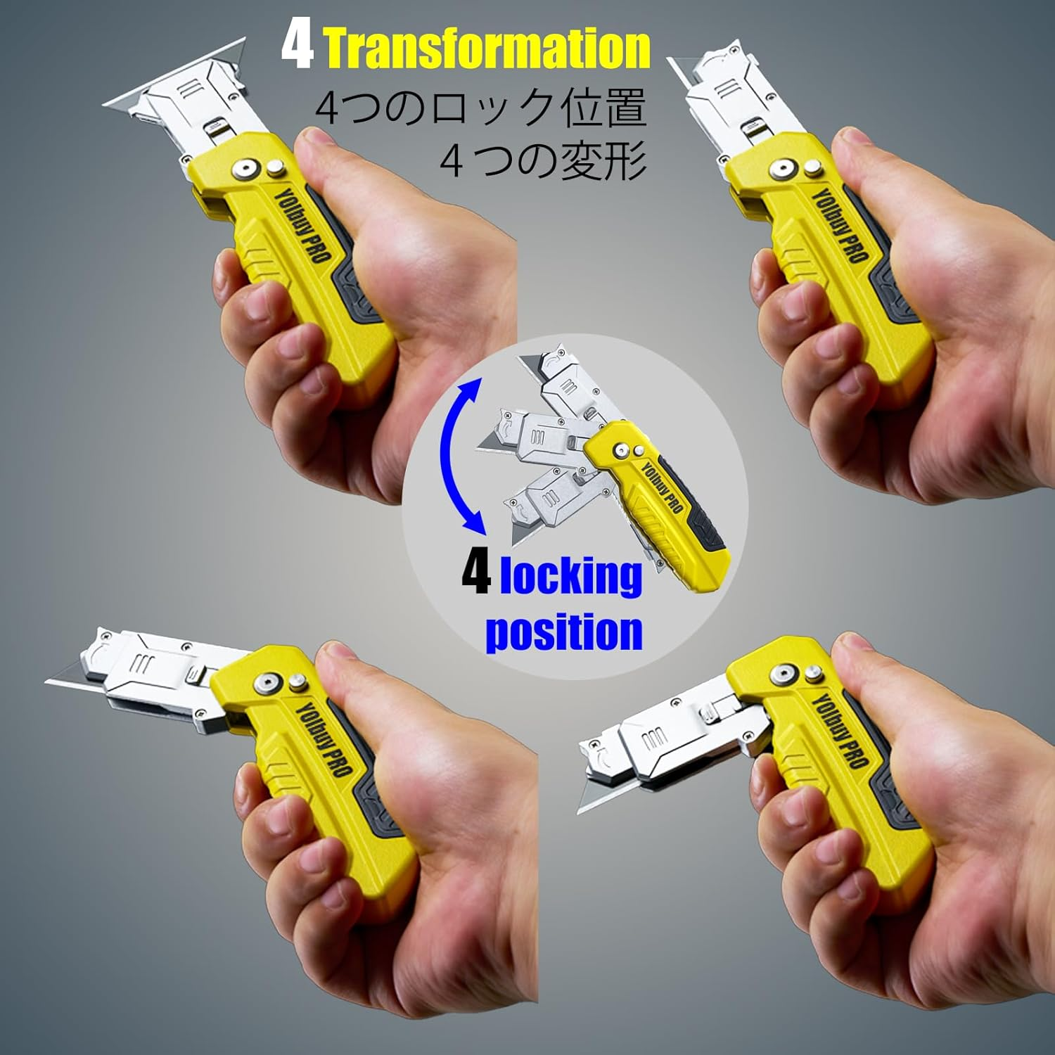 Yoibuy PRO Foldable Utility Knife with Scraper Function, Holds 2 Replacement Blades, Zinc Alloy Body, SK2 Replacement Blade image number 4