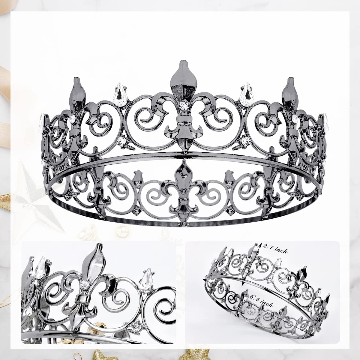 Hapdoo Happy Birthday Decorations for Men, Birthday King Crown and Birthday Sash for Men, Men Birthday Decorations, Birthday Crown for Men Black and Gold image number 1