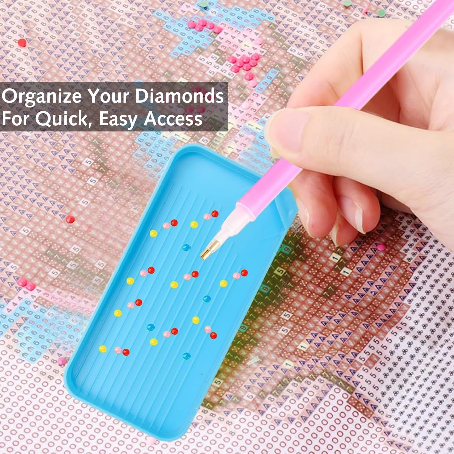 4 Pcs Diamond Art Trays Diamond Painting Bead Trays Rhinestone Bead Organizer Tray Diamond Dotting Tray Craft Bead Sorting Tray Diamond for DIY Crafts Rhinestone Sorting Tray image number 5