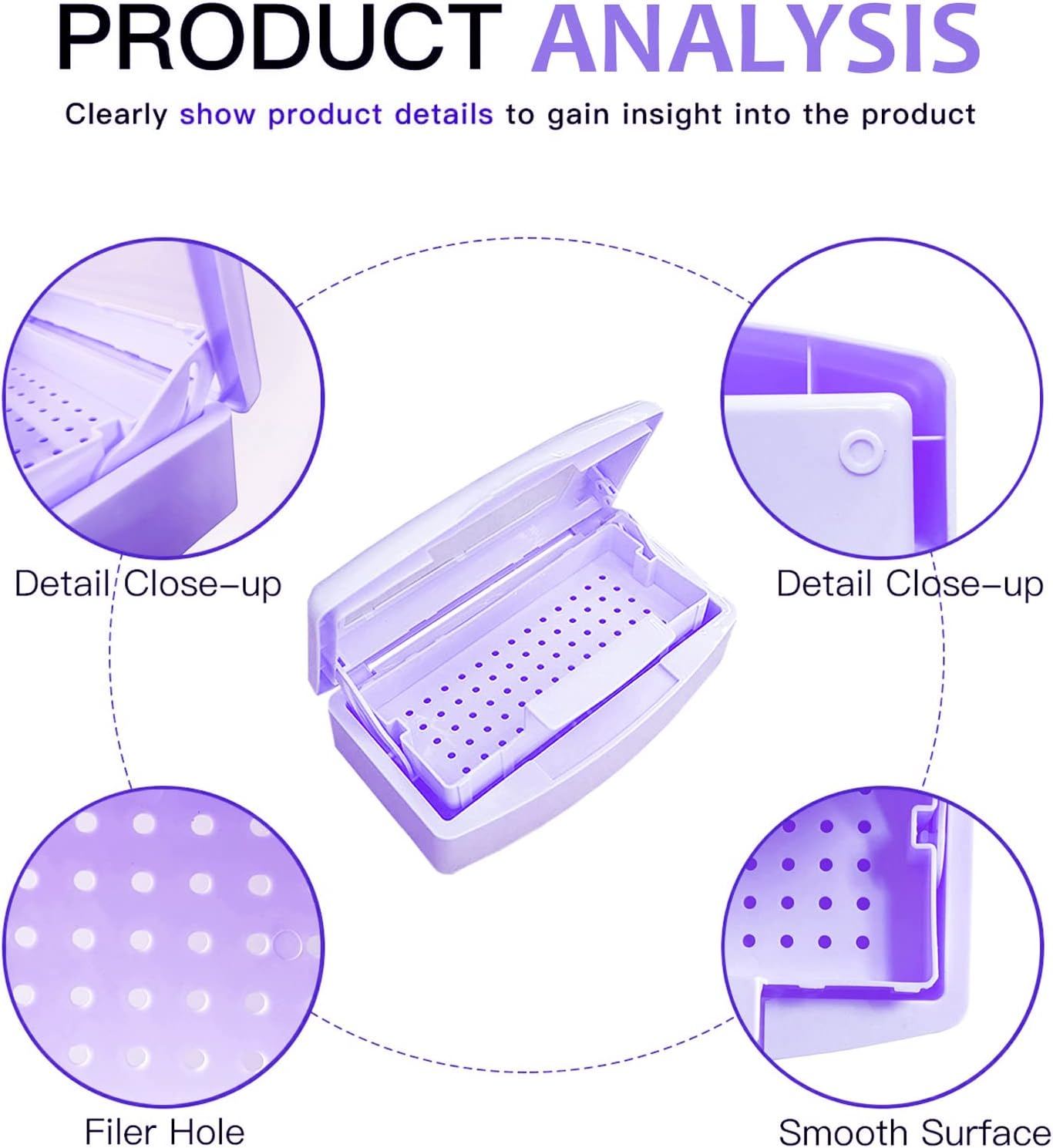 Nail Art Tool Sterilizer Tray,Plastic Clean Sterilizing Box Storage Organizer for Nail,Tweezers,Hair Salon,Spa & Cutter Manicure Equipment (Purple)