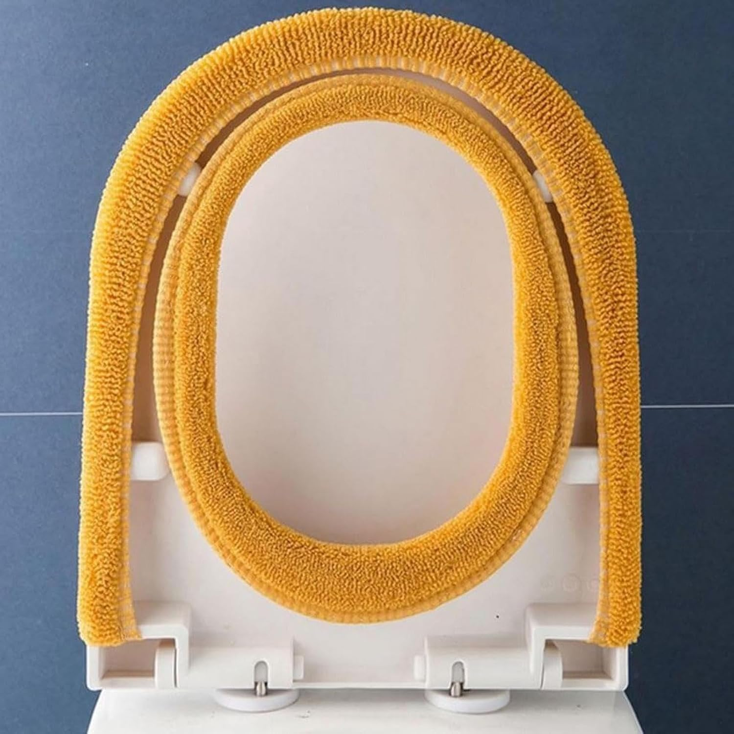 Toilet Seat Covers for Warmth | Bathroom Soft Thicker Warmer with Lifter,Stretchable Washable Fabric, Easy Installation Soft Warmer Cushion for Use Pochy - Green Toilet Seat With Handle image number 6