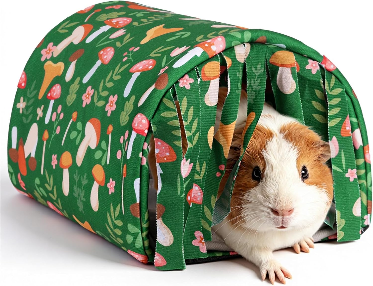 HOTUT Guinea Pig Bed Rabbit Hideout,Guinea Pig Tunnel,Small Animal House Cage Accessories with Curtains,Warm Guinea,With Removable Cushion,Anti-Slip,For Chinchillas,Hamsters,Dwarf Rabbits