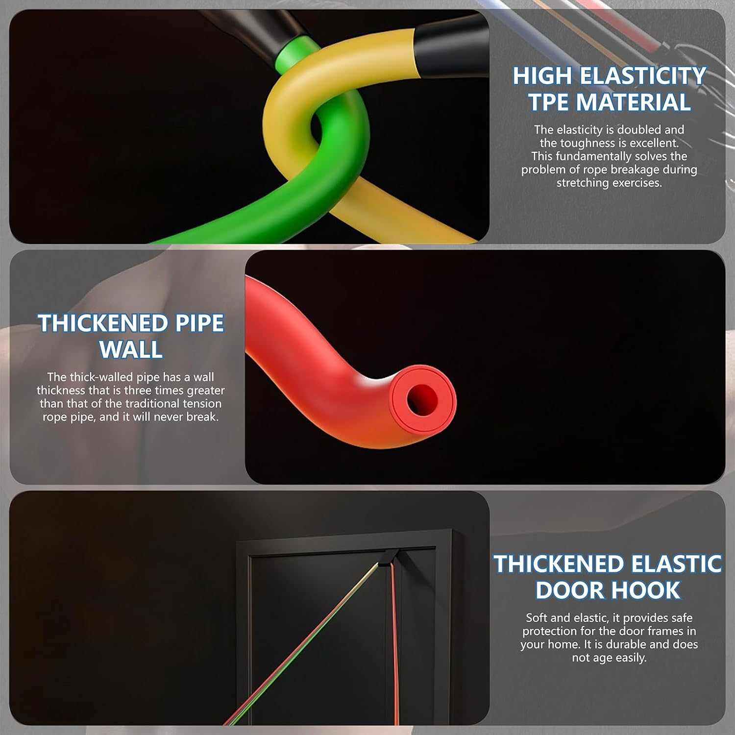 Clearnest Unbreakable Resistance Bands Set 14 Pieces 10-200LBS TPE - Home Workouts Travel Fitness Office Exercise Professional Strength Training for Men Women with Handles image number 5