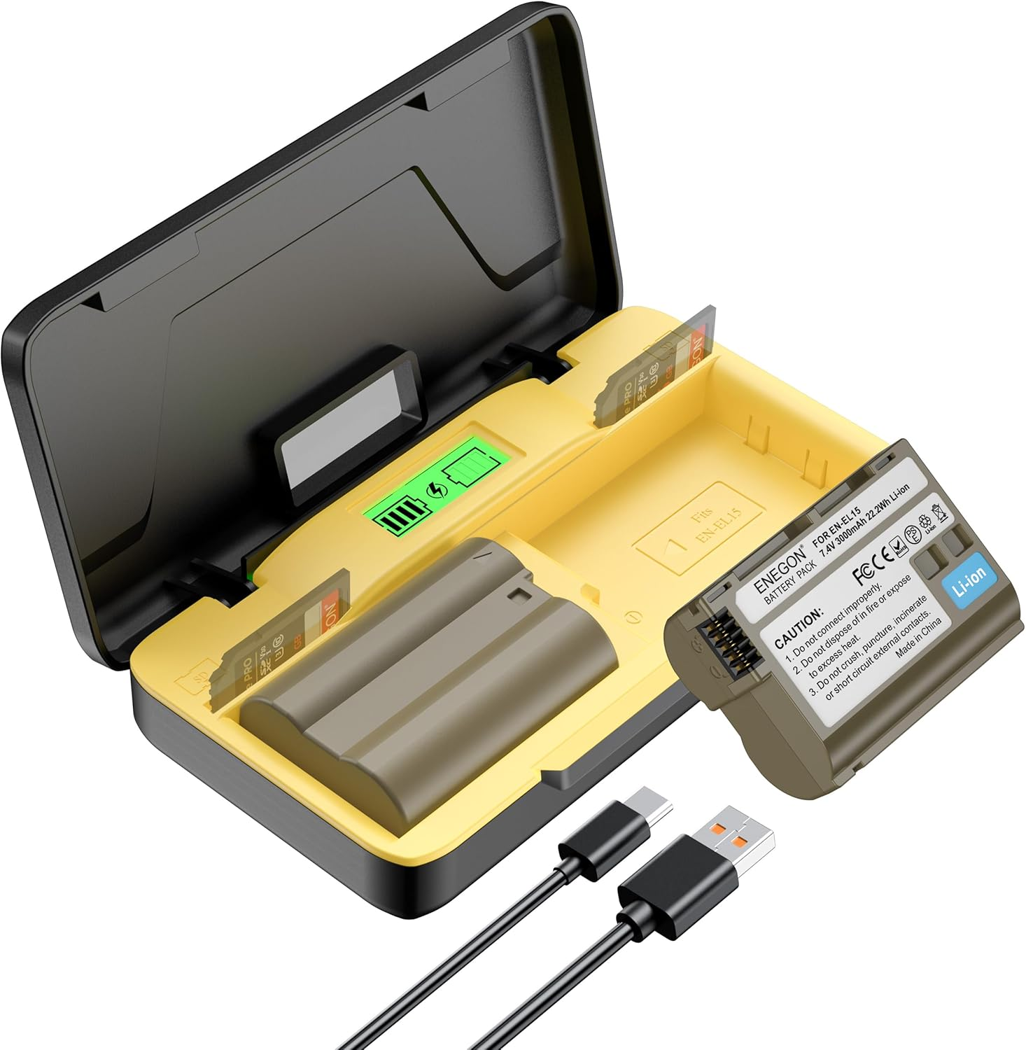 ENEGON EN-EL15/EL15C Dual Battery (3000 Mah) and 20 W Storage Fast Charger Set Compatible with Nikon Z5, Z6, Z7, Z8, Z6Iii, ZF, D7100, D7000, D7200, D610, D810, D800 D600 D800 E E D810 a D880 Digital image number 4
