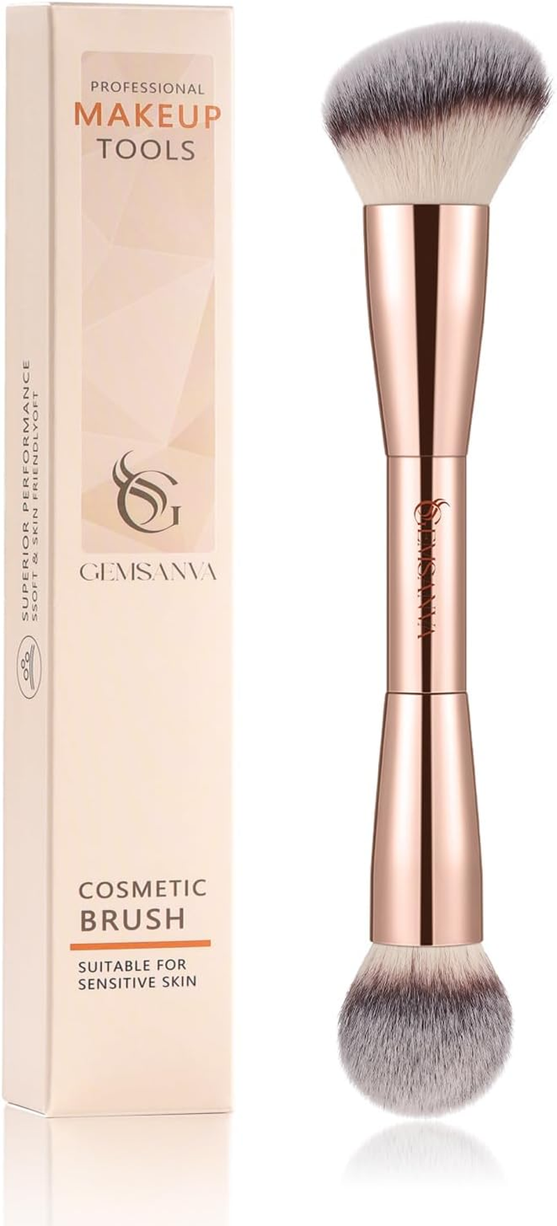 GEMSANVA Foundation Brush & Concealer Brush - Multi-Use Dual Ended Makeup Contour Brush for Cream, Liquid, Powder