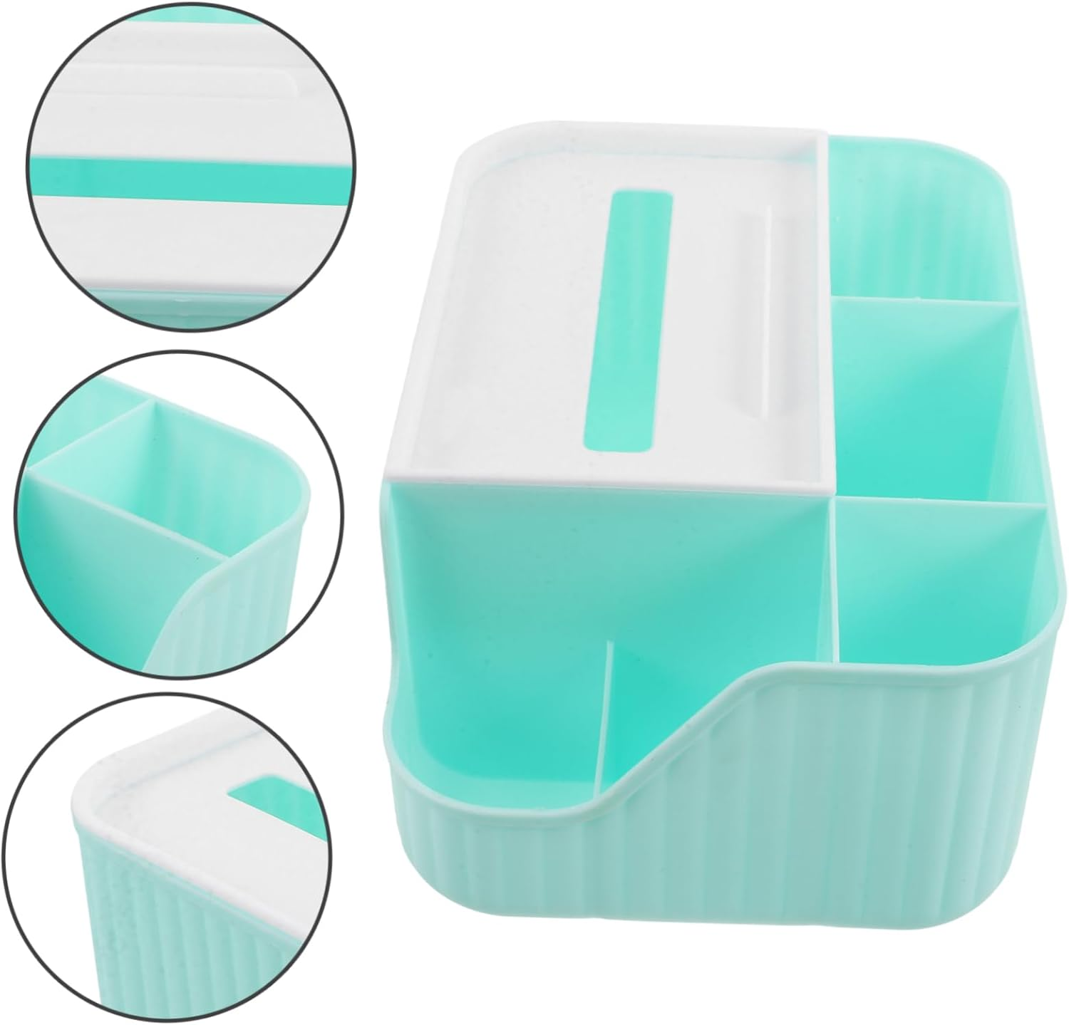 TIDTALEO Multifunctional Tissue Box Storage Napkin Holder for Table Plastic Organizer Compartment for Pens Remote Glasses and Notepads image number 1