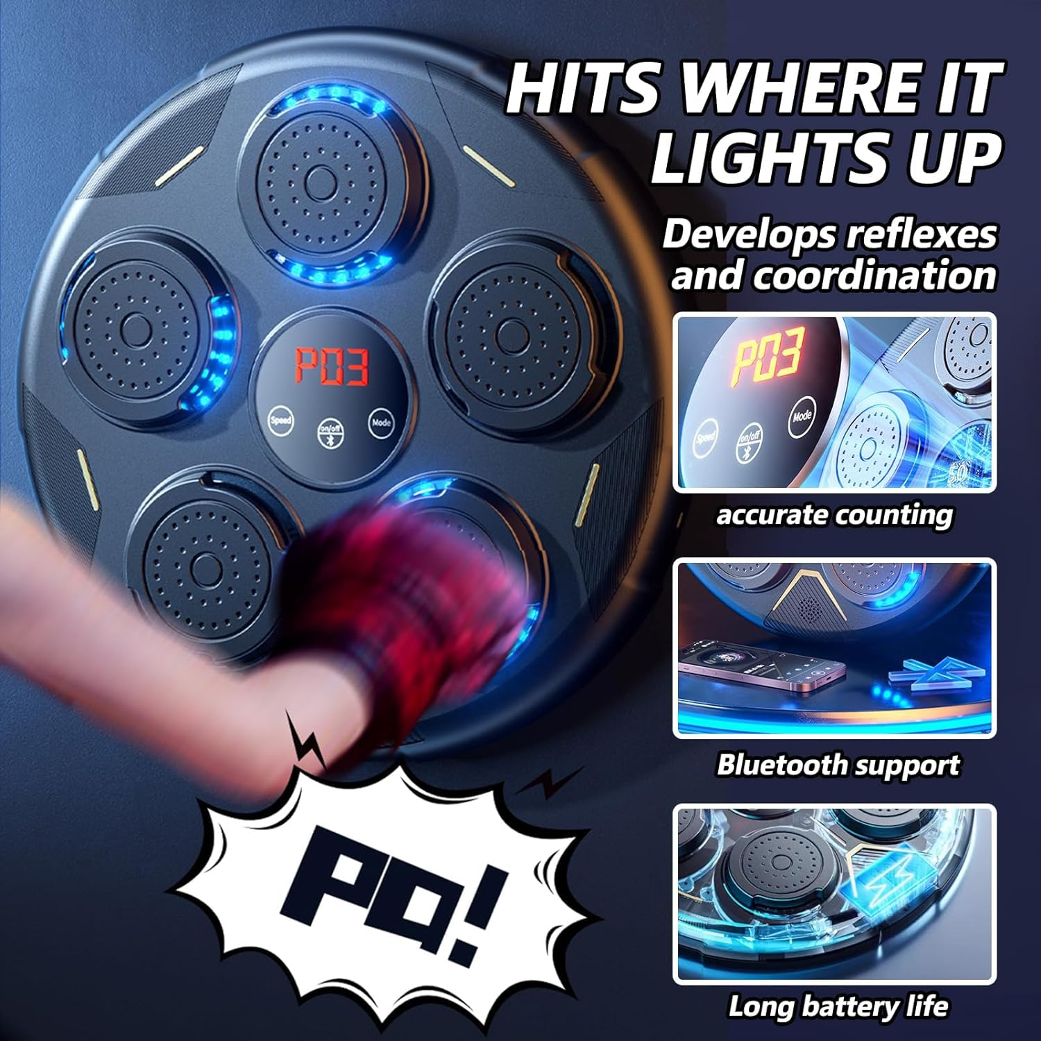 2025 New Boxing Traing Machine, Smart Music Boxing Machine Wall Mounted with Boxing Gloves, Bluetooth Boxing Training Punching Equipment for Kids Adults Home Workout Stress Relief image number 4