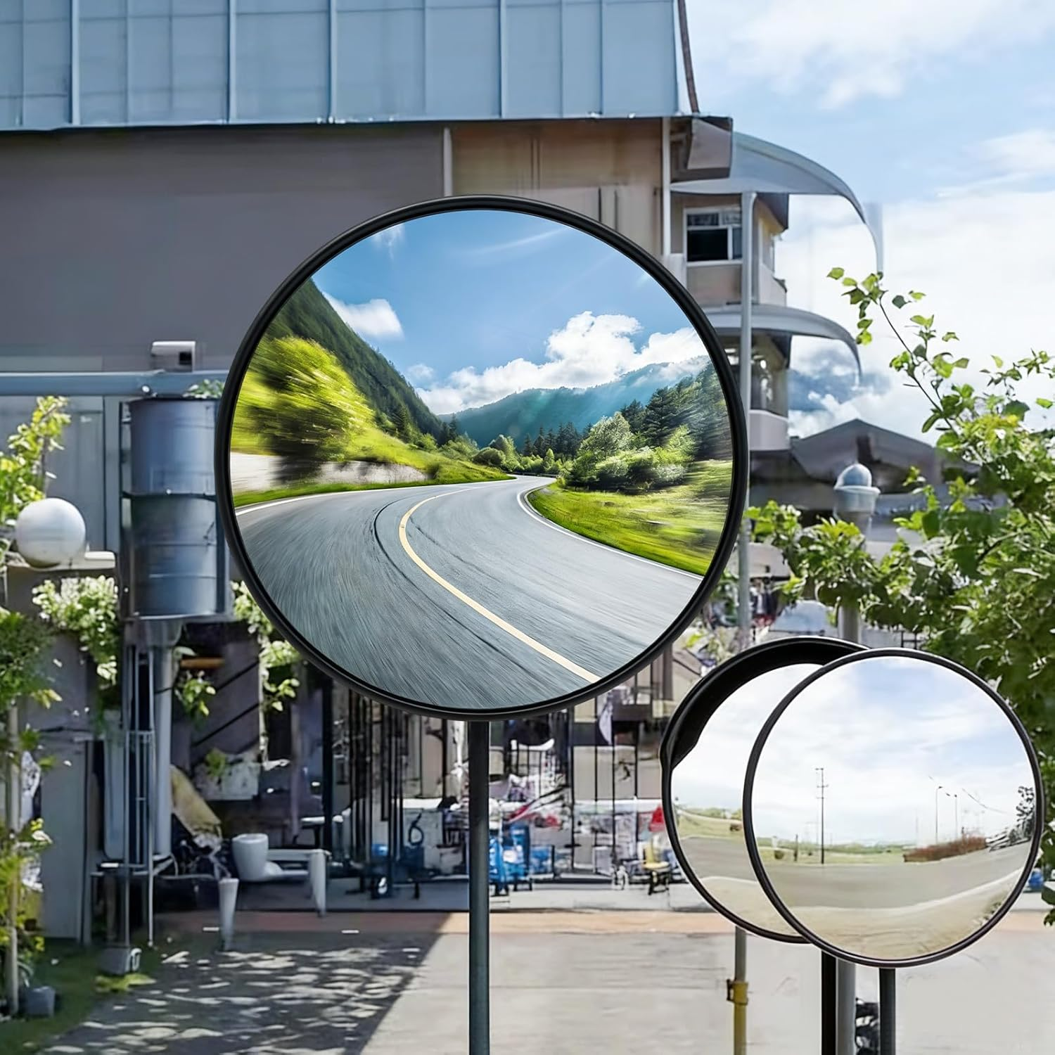 12" Acrylic Convex Mirror, Adjustable Wide Angle View Traffic Mirror for Enhanced Security Coverage in Rooms, Offices, Warehouses, Parking Lots, and Addressing Corner Blind Spot Areas(Black) image number 3