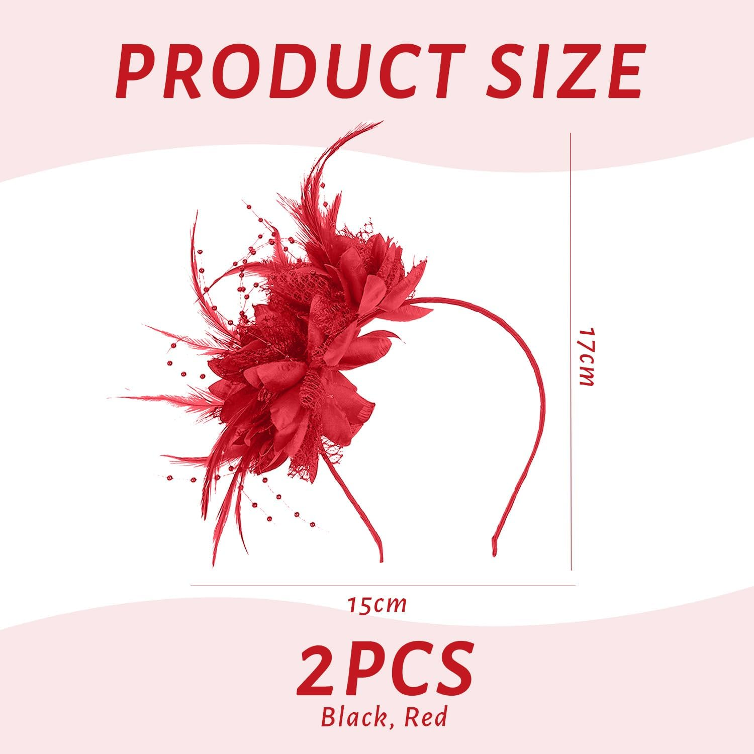 2 Pieces Feather Hair Band, Retro Headband, Elee Hair Accessories for Women, Clothing Accessories, Suitable for Parties, Weddings, Dance Parties image number 3