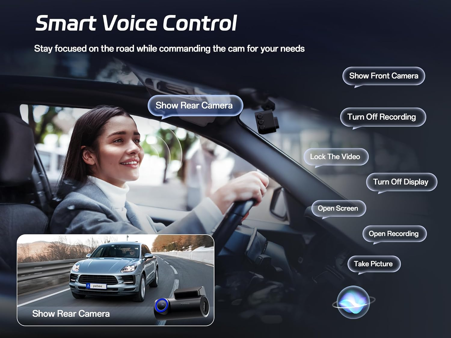 Pelsee P1 Pro Dash Cam Front and Rear, STARVIS 2 Sensor, 4K Dual Dash Camera for Cars with Full-Color Night Vision, HDR WDR, ADAS, GPS, Wifi & Voice Control, 24H Parking Mode, 3.39" Screen, 64GB Card image number 1