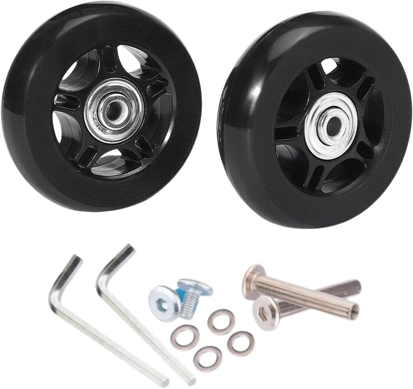 Eigell Luggage Suitcase Replacement Wheels, Rubber Swivel Caster Wheels Bearings Repair Kits, Set of 2, Black - 60X24Mm image number 5