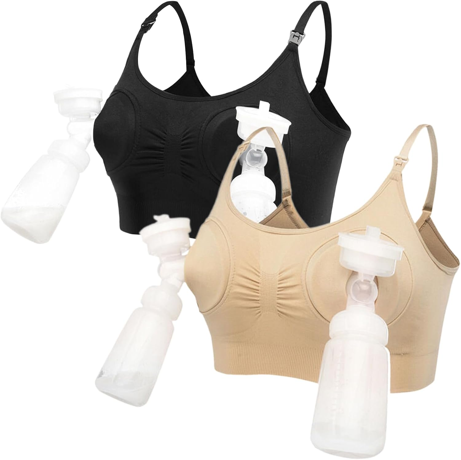 Dress Cici Hands Free Pumping Bra for Large Breast, 3 in 1 Front Clip Maternity Nursing Bra, 2 Pack