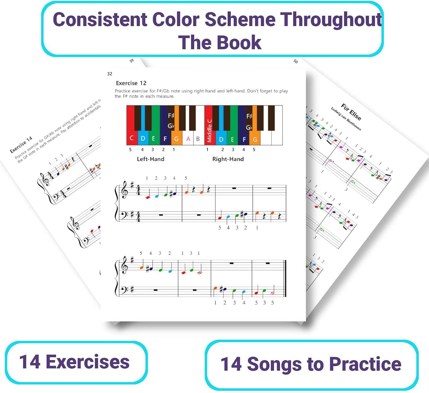 Piano Lessons Book 2: a Complete Guide for Kids and Beginners; Color Coded Staff Notes; Designed and Printed in USA image number 6