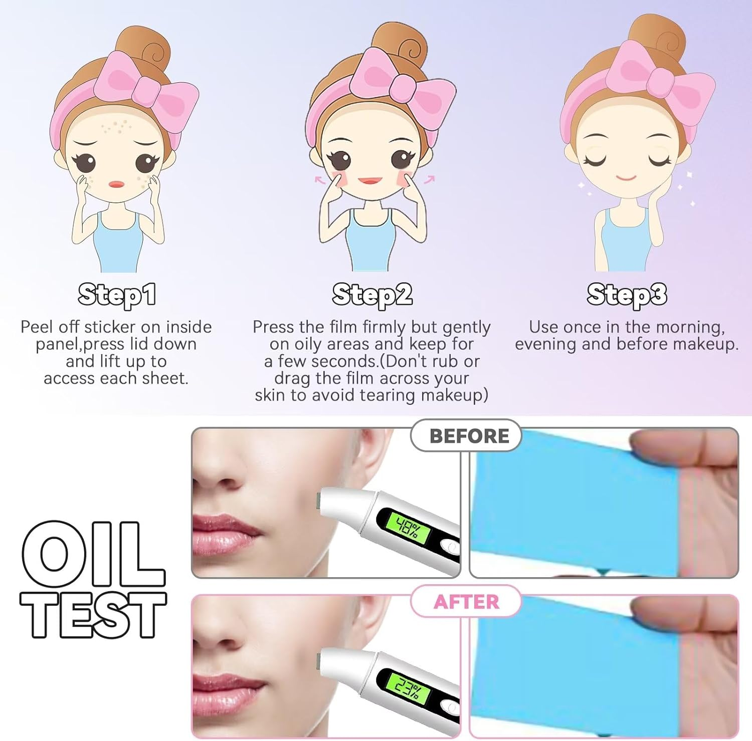 Oil Control Film, Same Series with Clean & Clear Oil Absorbing Sheets for Oily Skin Care, Blotting Paper to Remove Excess & Shine, 60 Sheets (Pack of 5) image number 1