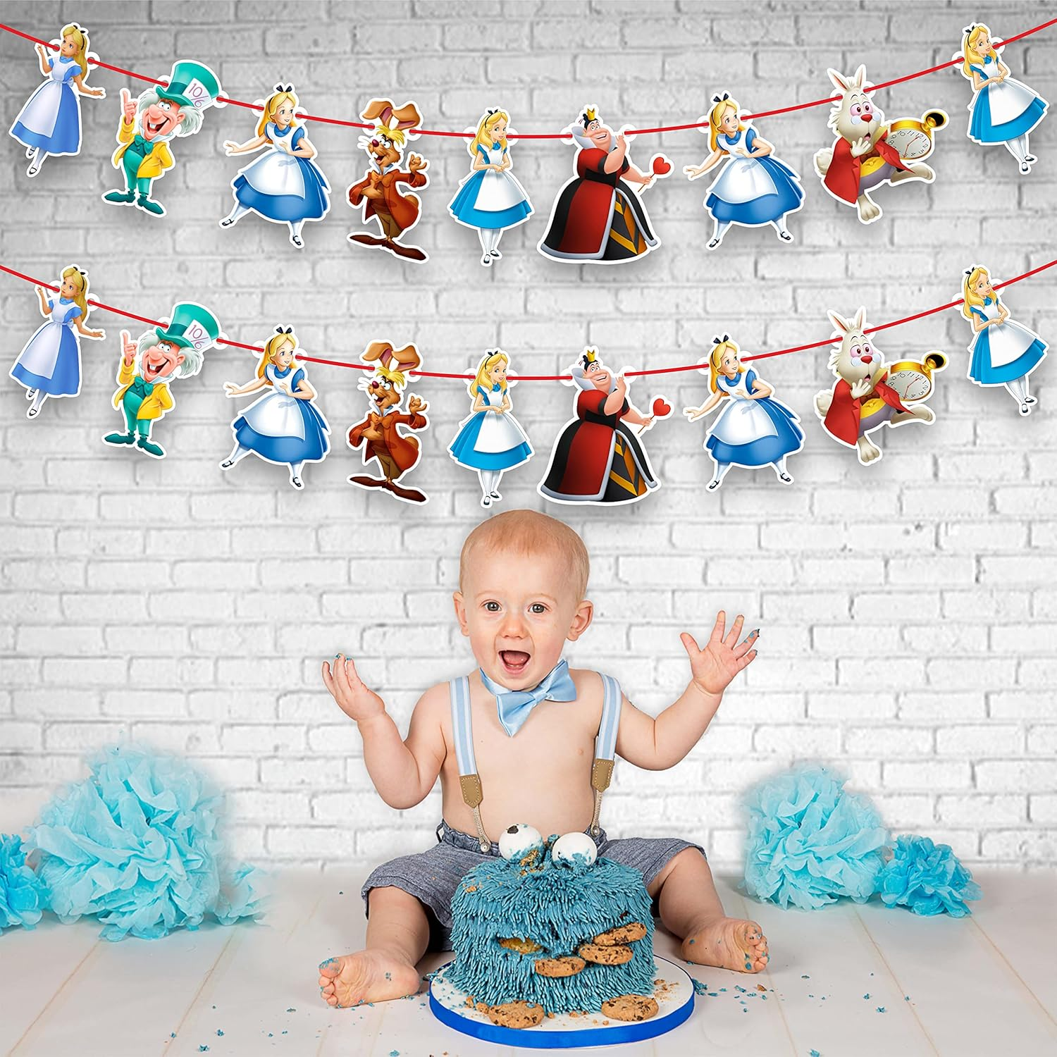 Alice in Wonderland Theme-Inspired Party Decor Set &ndash; Mad Hatter Tea Party Decorations, Queen of Hearts Accents, Vintage Fantasy Wonderland Theme for Birthdays, and Storybook Celebrations image number 6