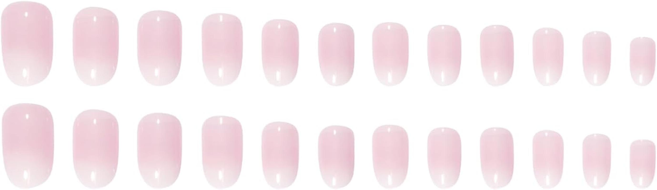 SLSXNL Press on Nails Almond Gradient Pink Stick on Nails Reusable 24Pcs 12 Sizes Fake Nail Art Semi-Transparent image number 2