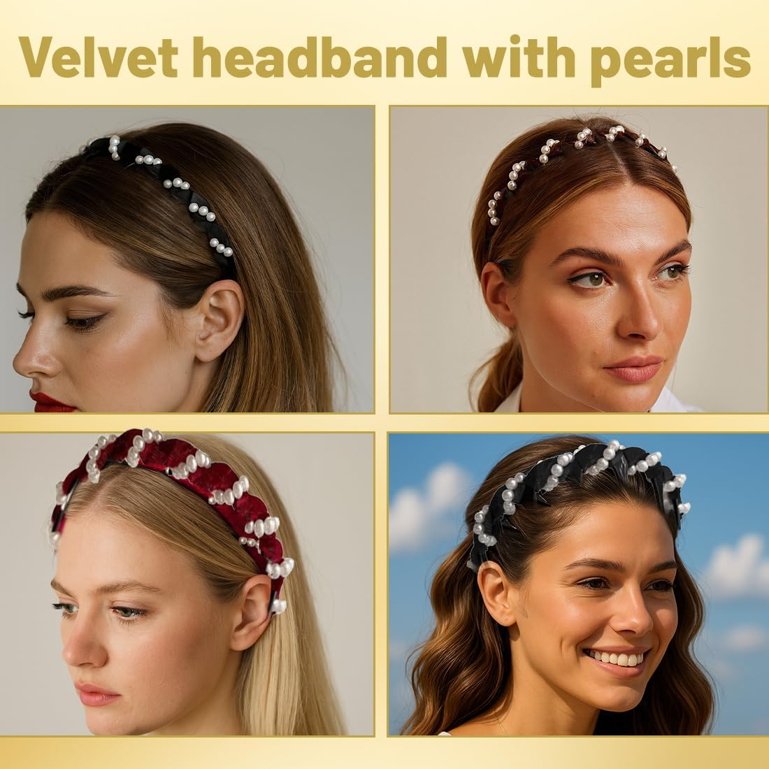 Pack of 3 Pearl Zigzag Headbands, Pearl Shark Tooth Hair Comb, Hard Headbands, Women'S Wavy Plastic Headband, Make up Headband, for Sports, Fitness, Daily Girls, Women, Men image number 2