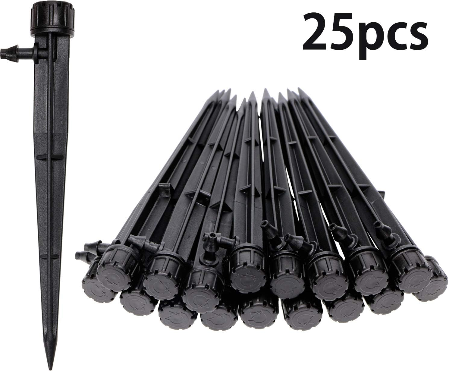 Mini Skater 360 Degree Adjustable Drip Emitters Sprayer Irrigation Drippers Sprinklers Watering Drippers on Stake Fit for 1/4 Inch (4/7Mm) Drip Irrigation Tubing (Black,25Pcs) image number 2