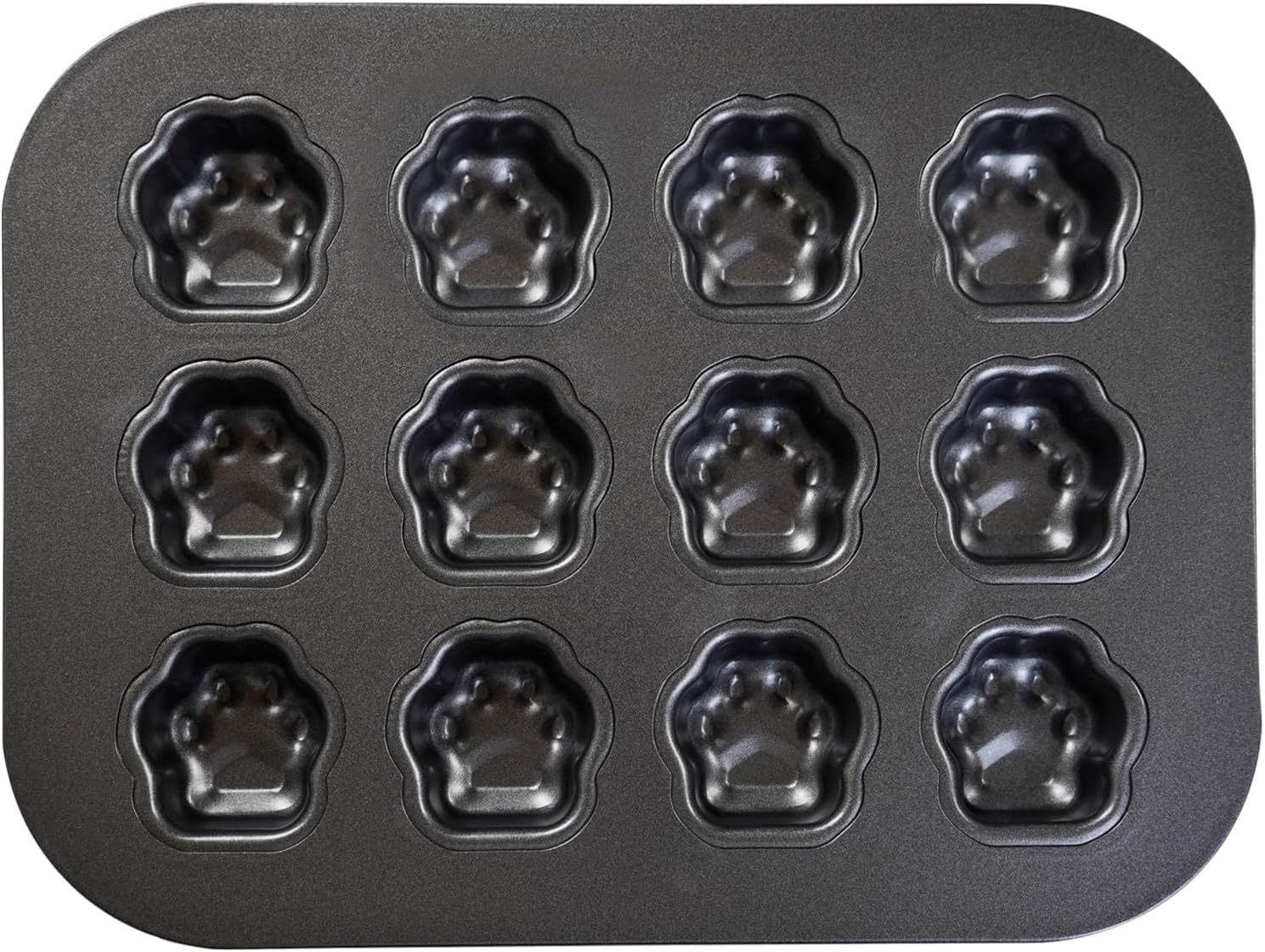 Elesinsoz 12 Cup Mini Dog Cat Paw Print Shaped Madeleine Baking Pan Nonstick Frozen Puppy Treat Cookie Biscuit Cupcake Muffin Cake Ice Cube Popsicle Chocolate Tin Tray Mold Maker for Freezer Oven image number 1