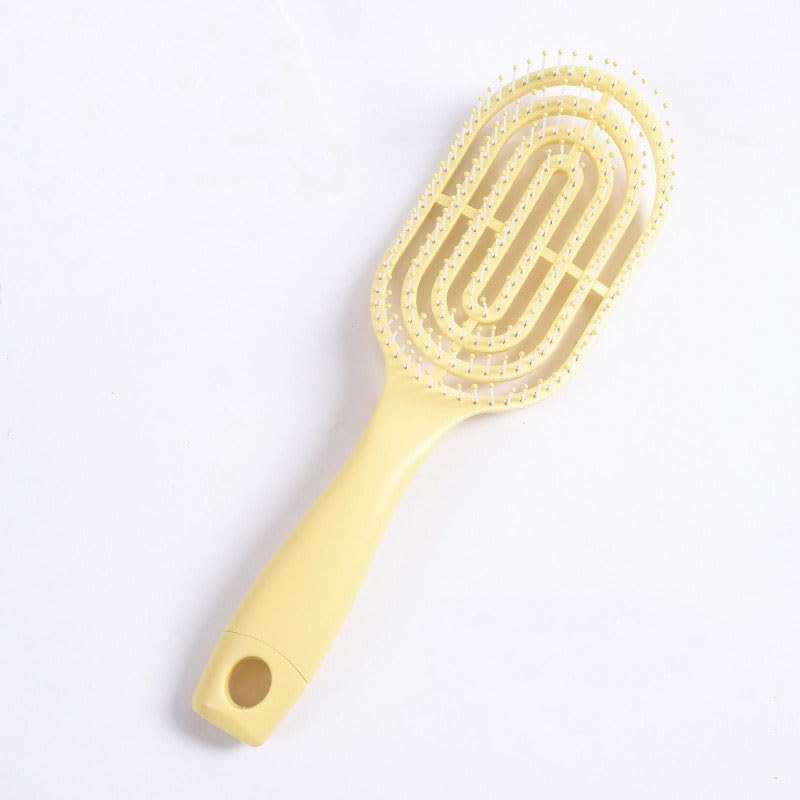 Limcryspp Anti-Tangling, Painless Smoothing, Suitable for Straight, Curly Hair and Wet ， Gentle Scalp Massage, Suitable for Both Men and Women (Yellow)