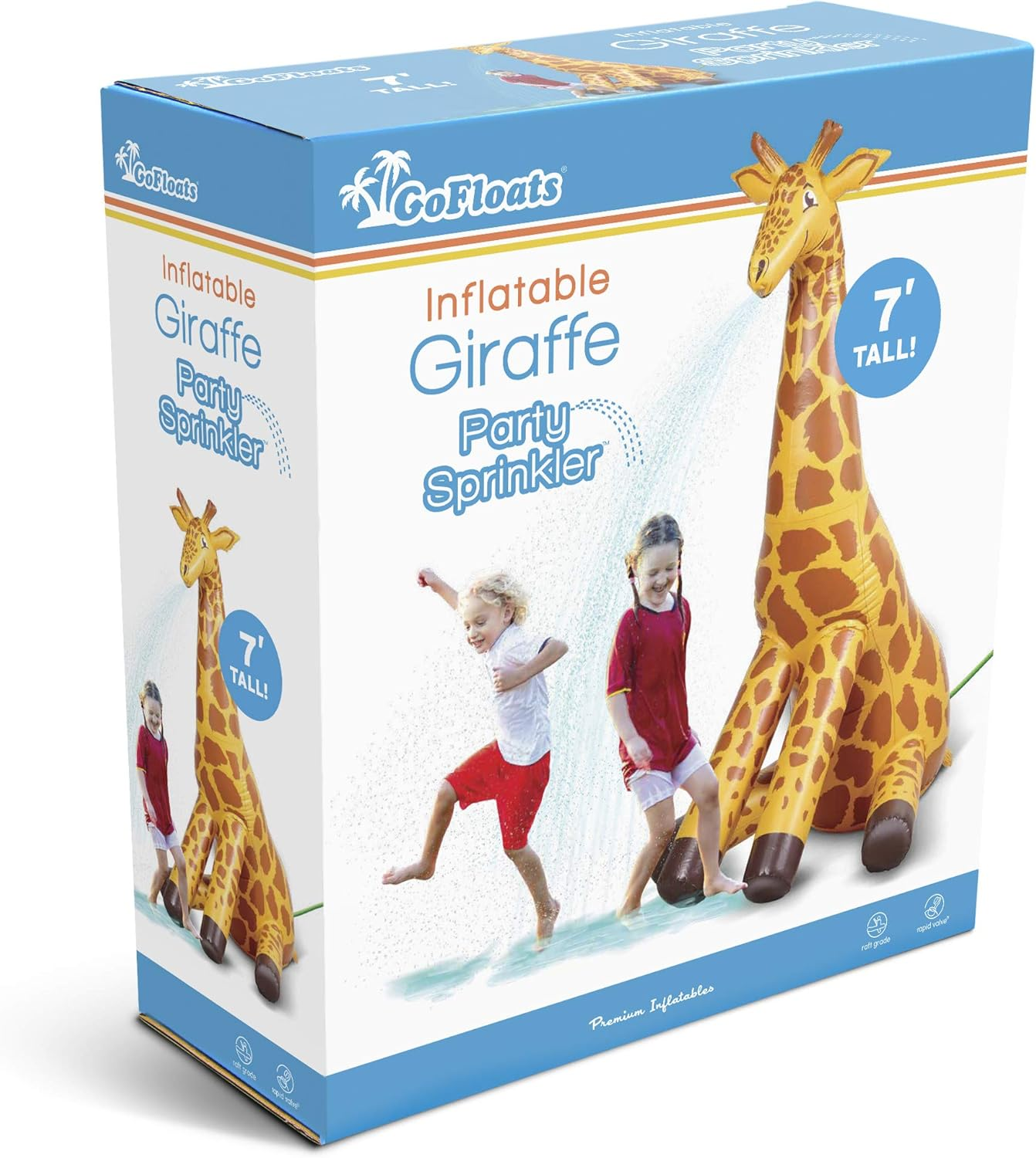 Gofloats Giant Inflatable Giraffe Party Sprinkler - 7 Feet Tall Yard Sprinkler for Kids Summer Fun