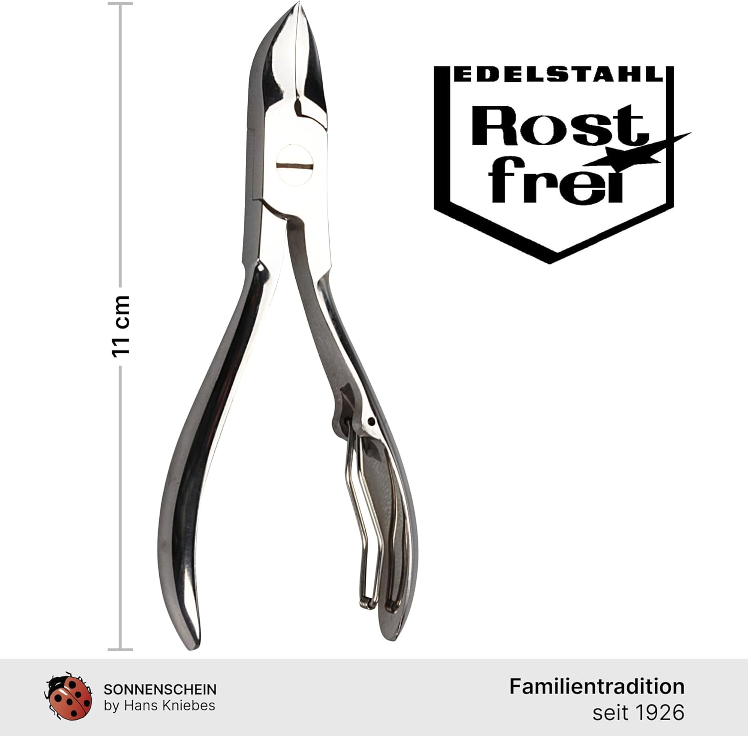 Sonnenschein by Hans Kniebes 11 Cm Nail Clippers with Spring - Precise, Polished to a High Gloss, Rustproof, Anti-Allergy - Stainless Steel image number 1