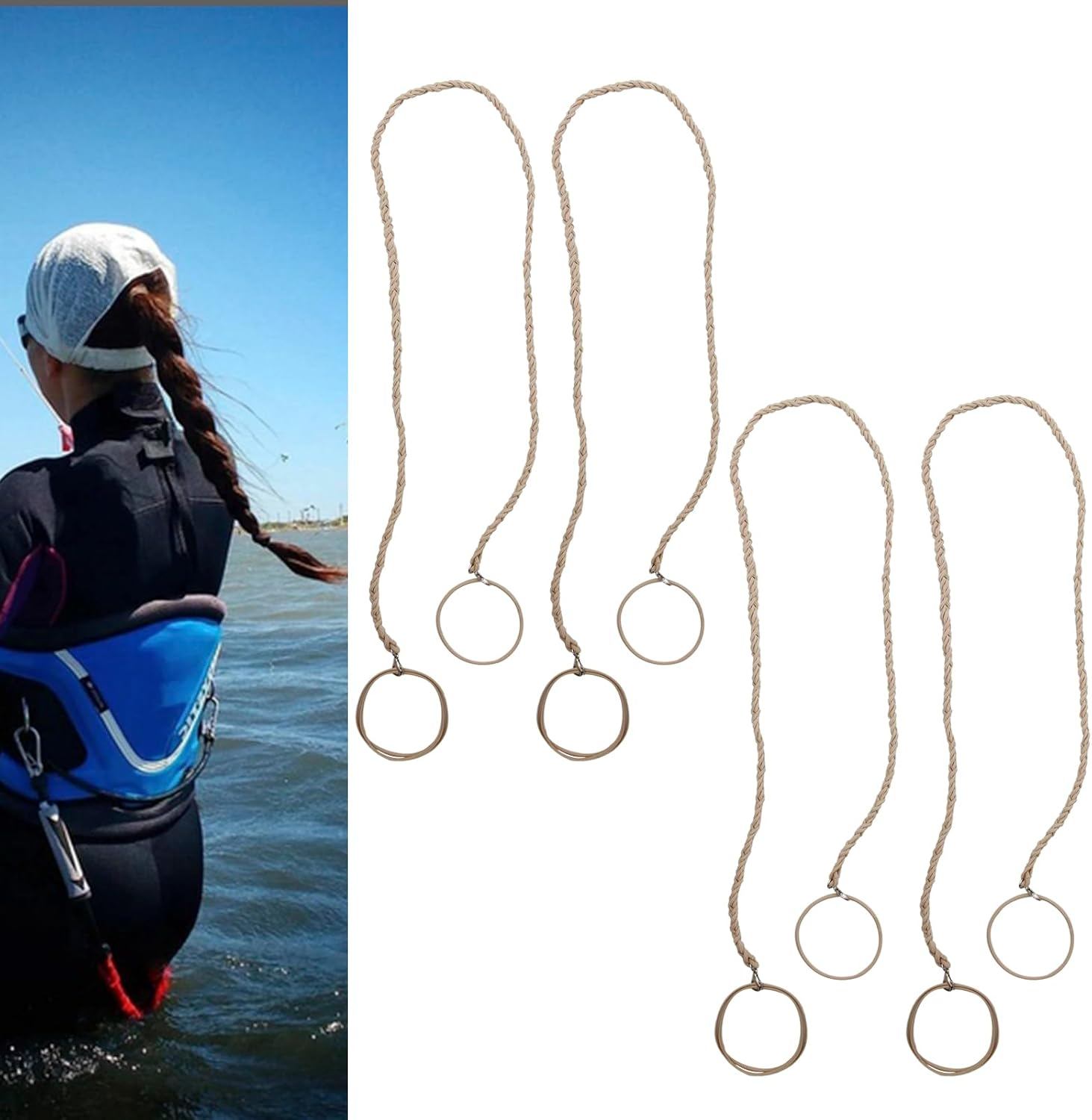 APCGSM 4PCS 25" Hair Ties for Women, Swimming Hair Ties Ponytail Holders Black Sport Elastic Hair Ties No Damage for Thick Hair Ponytail Wrap Hair Tie (4Pcs Black-25")