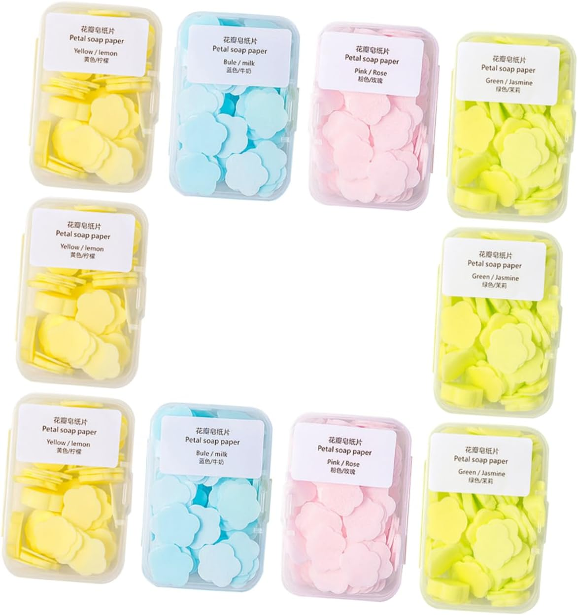 BELLIFFY 16 Boxes of Disposable Paper Soap Sheets Travel Hand Soap Flakes in Lemon Milk Rose and Jasmine Scents Portable Mini Slices for Outdoor and On-The-Go Use image number 3