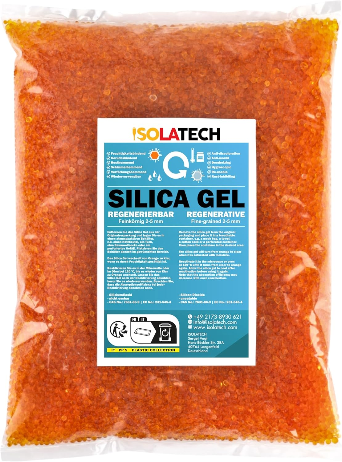 ISOLATECH Silica Gel Regenerable Desiccant Orange 400 G Bag Silica Gel Balls Silica Gel Dehumidifier
