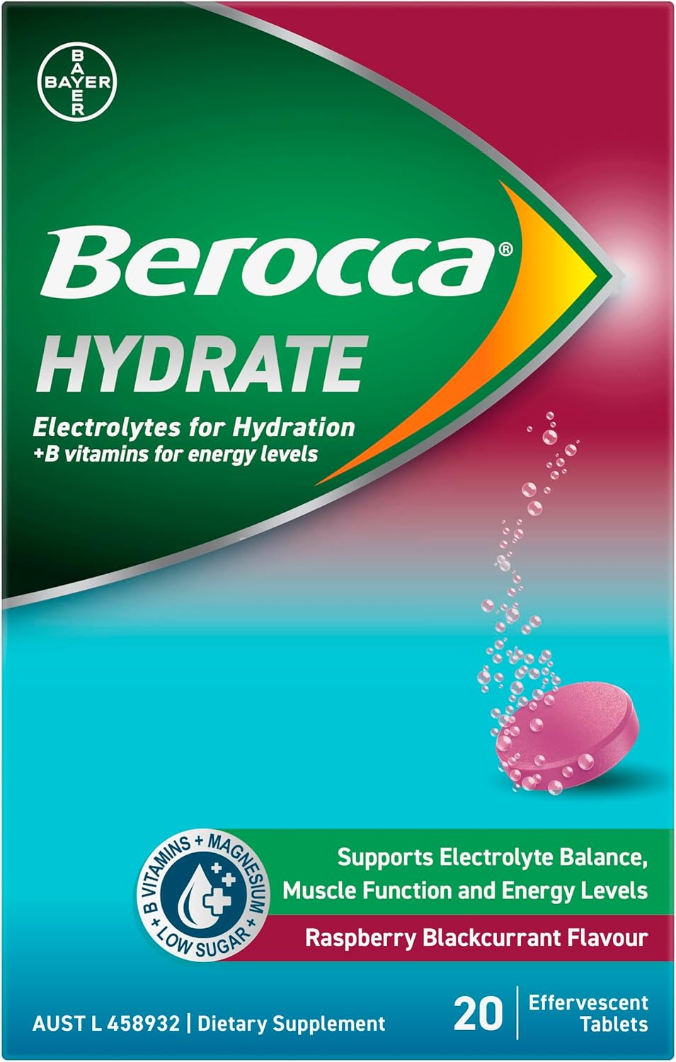 Berocca Hydrate Blackcurrant 20 Tablets image number 3