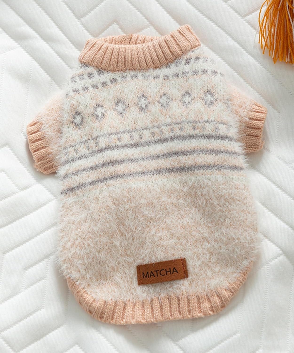 Dog Wear, Dog Clothes, Pet Clothes, Pet Clothes, Knitwear, Checked, Autumn, Winter, Spring, Diamond Pattern, Argyle, Cute Dog Knitwear (Beige, XS) image number 2