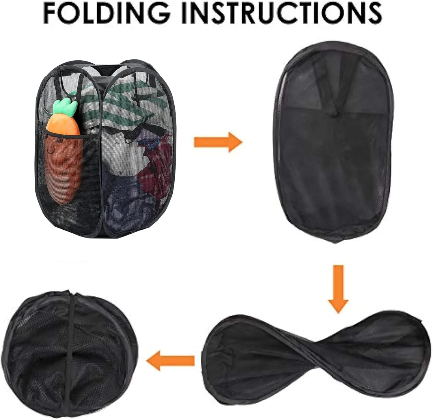 Str-Reinforced Mesh Pop-Up Laundry Hamper-Quality Laundry Basket with Handles Solid Bottom High Carbon Steel Frame, Easy to Open and Fold Flat for Storage, College Dorm or Travel image number 2