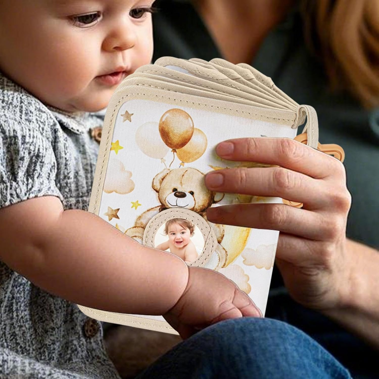 Family Photo Album for Children - Soft Photo Fabric Book Family Album - Memory Book with 17 Photos Bear Theme for Family Members image number 6